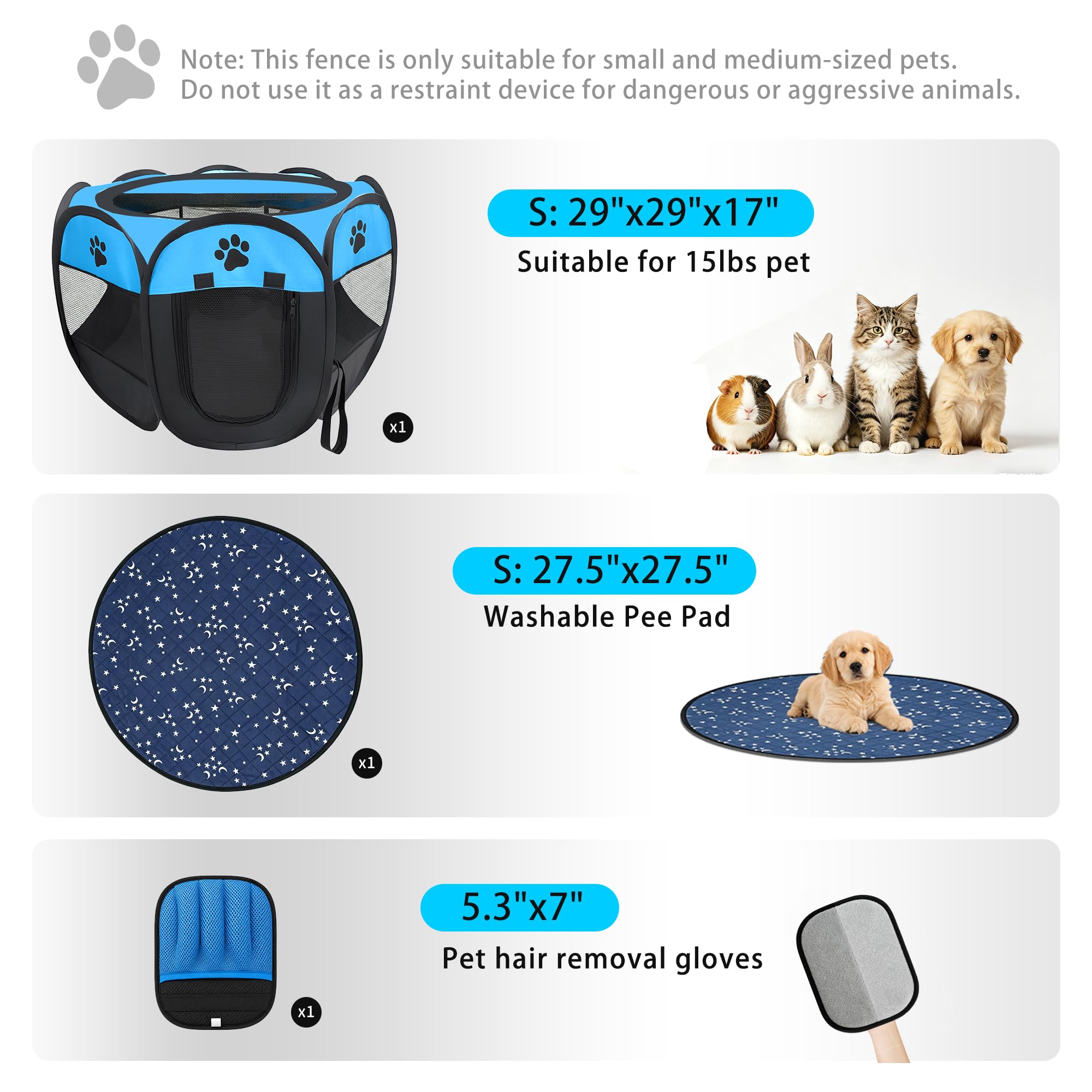 Box per gatti 3 in 1 per gatti chiuso, con cuscinetto e guanto lavabili, box portatile pop-up per cani, tenda pieghevole per animali domestici, per gattini, cuccioli, conigli, piccoli animali