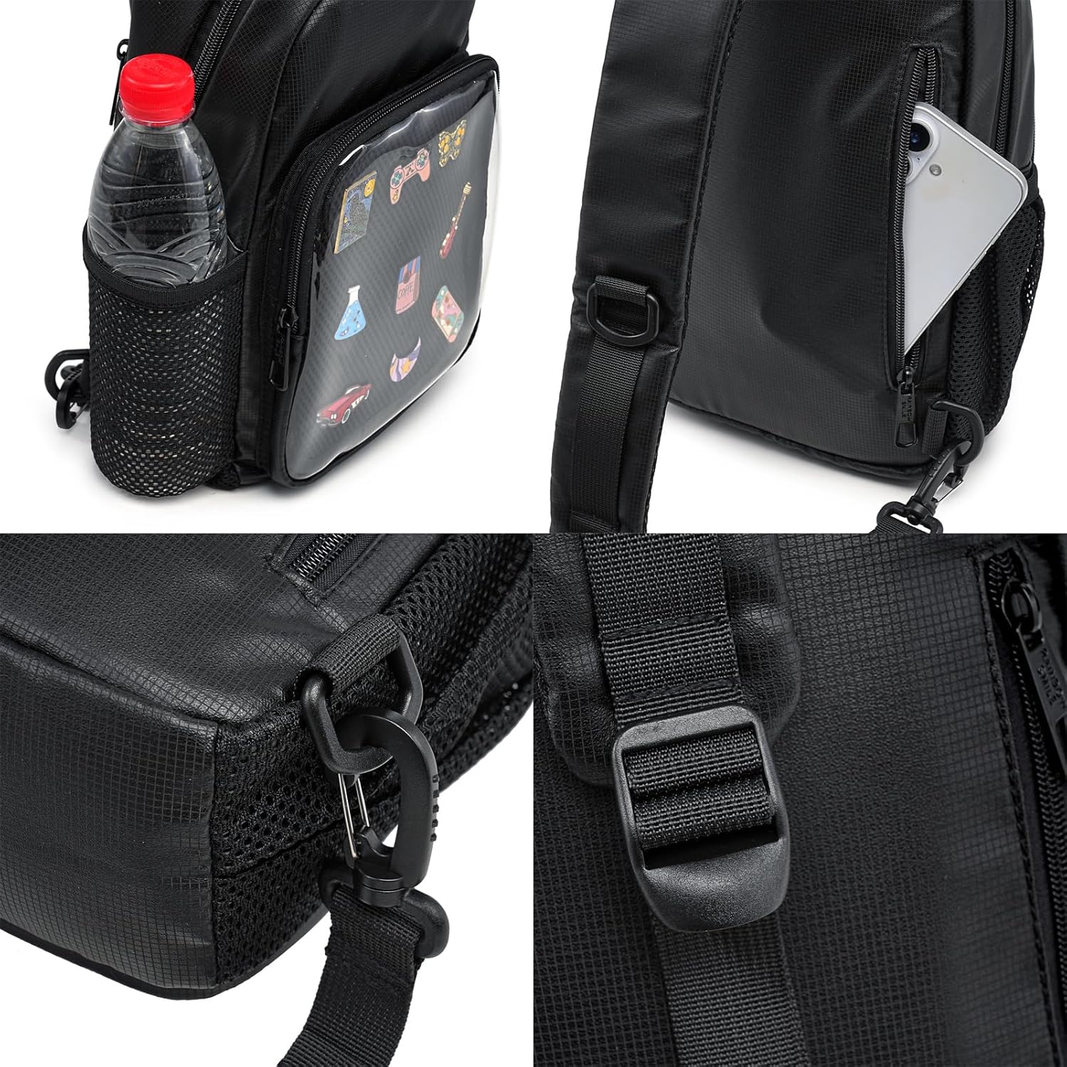 Ita Bag Sling Bag, Transparent Chest Bag with Pin Display, Adjustable Strap Crossbody Bag for Cosplay, Daily Use - Image 4