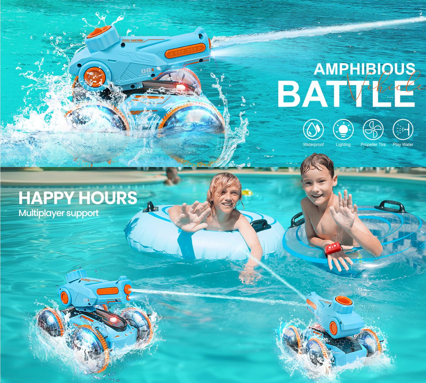 GAMZOO Amphibious Remote Control Car Gifts for Kids 6 7 8-12 Years Old Boys Girls Birthday Gift - Water Pool Toys Waterproof 4WD Gesture Sensing RC Car Boat