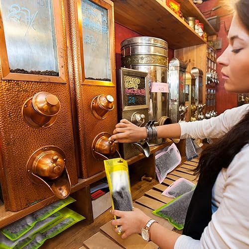 Miniatura 8 de YOTOZU Paquete de 100 bolsas de almacenamiento de alimentos con cierre resellable, papel de aluminio Mylar a prueba de olores, bolsa de embalaje de