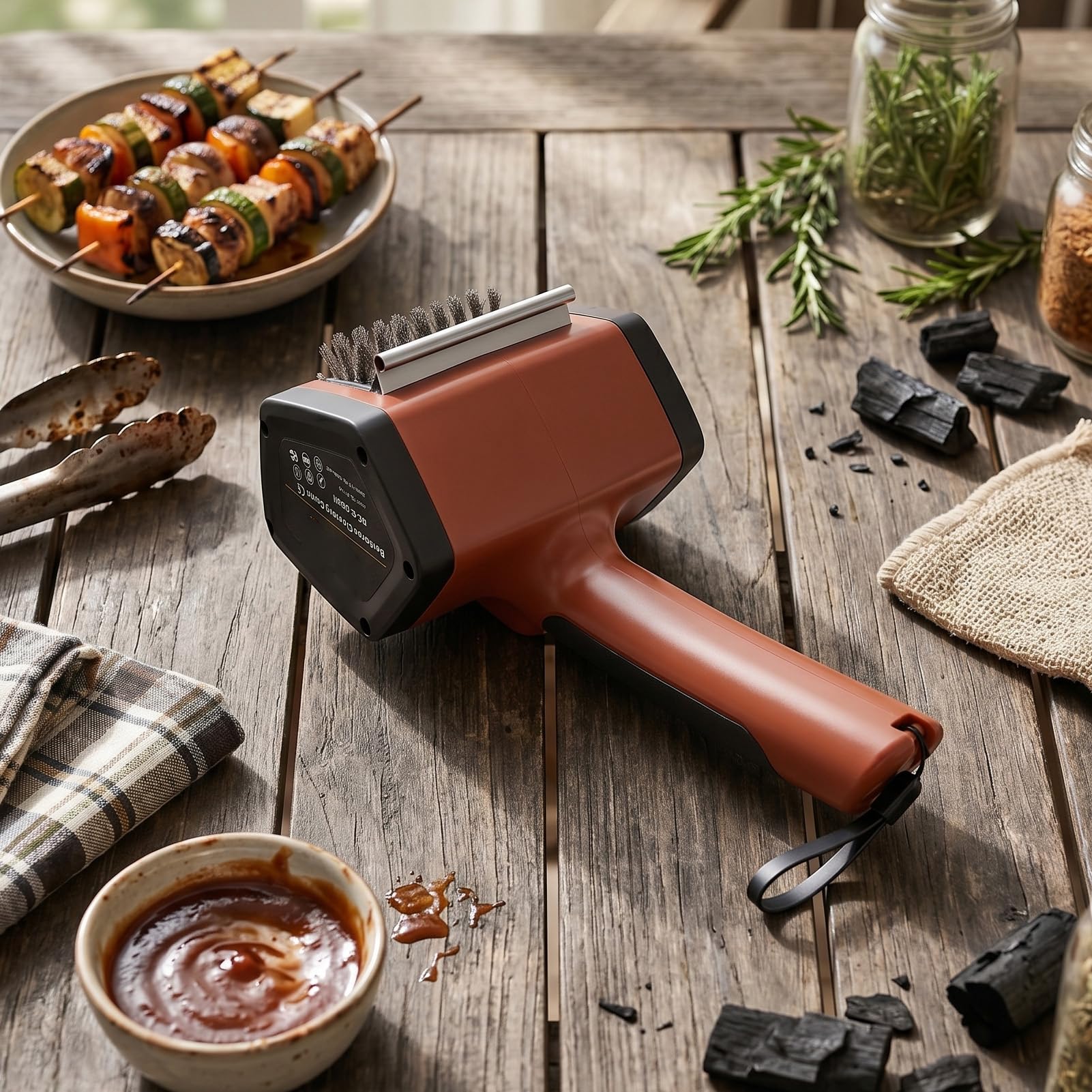 Spazzola per Griglia Elettrica in Acciaio Inossidabile 304 con LED | Motore Brushless da 350 Giri/min, Impugnatura Ergonomica, Batteria da 2600 MAh, Luce LED