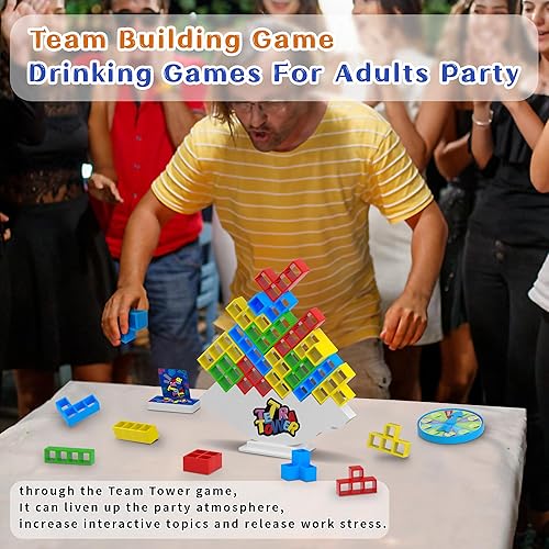 Miniatura 3 de Juego de 48 piezas de Torre Tetra con disco de castigo, juegos de mesa de ataque apilable, juguete apilable de equilibrio de 2 jugadores, juegos