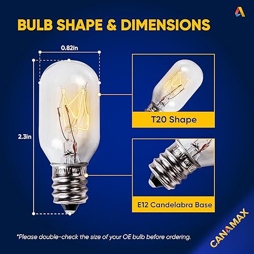 Miniatura 2 de Canamax T20 E12 - Bombilla de sal de 120 V 15 W, luz blanca cálida 2700 K, 80 lm, base de candelabro E12, compatible con lámparas y cestas de roca