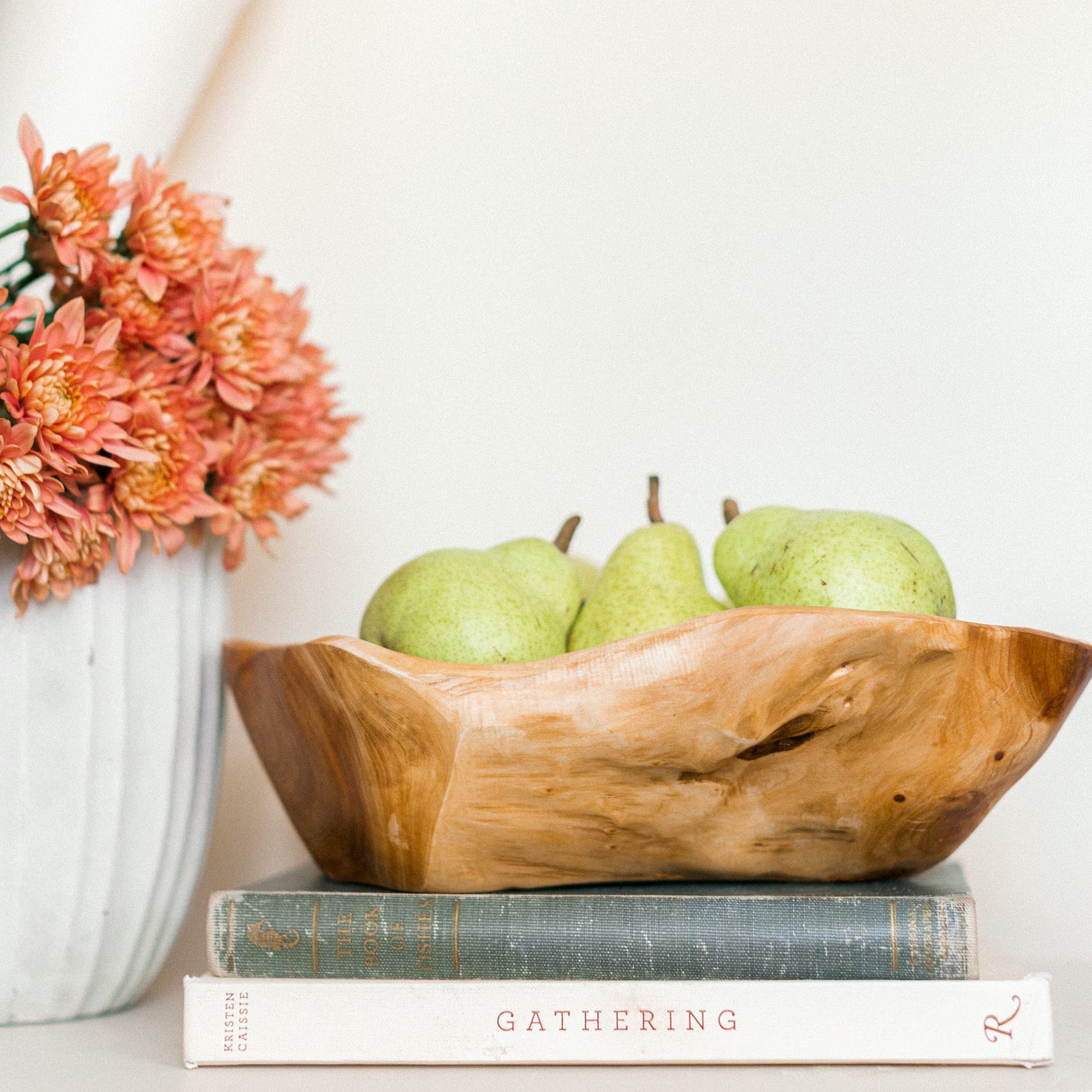 Cuencos decorativos de madera de abeto natural – Cuencos de madera para alimentos, frutas, ensaladas, aperitivos, decoración de caramelos, ensaladera de madera grande – Cuencos de