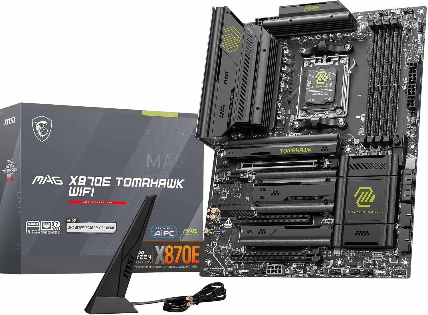 MAG X870E Tomahawk WiFi Motherboard, ATX - Supports AMD Ryzen 9000/8000 / 7000 Processors, AM5-80A SPS VRM, DDR5 Memory Boost 8400+ MT/s (OC), PCIe 5.0 x16, M.2 Gen5, Wi-Fi 7, 5G LAN