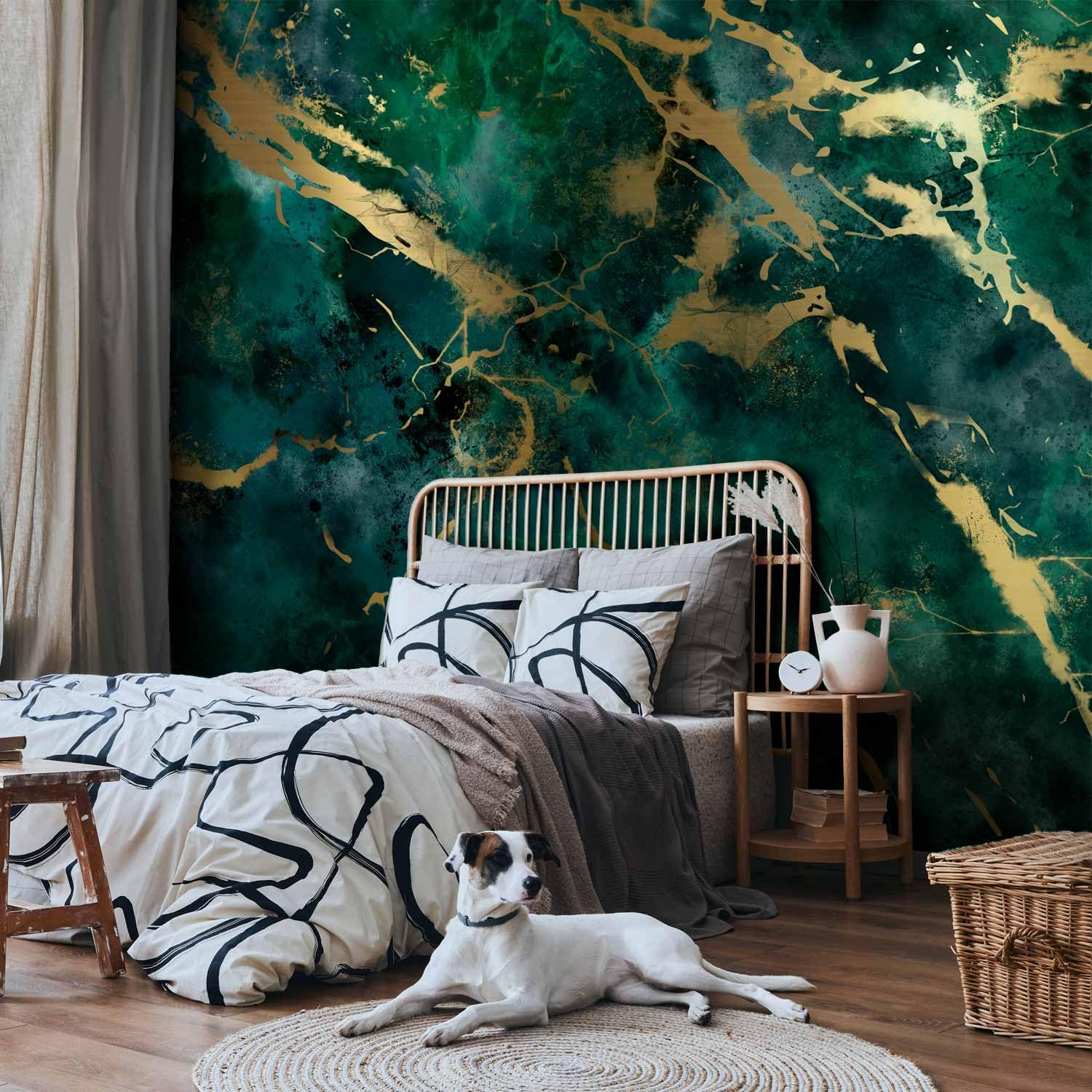 murando Fotomurales autoadhesivo Muro de piedra 441x315 cm Papel Pintado | Decoración de Pared Murales Pegatina decorativos adhesivos 3d Fotográfico mármol Abstracto 3D verde