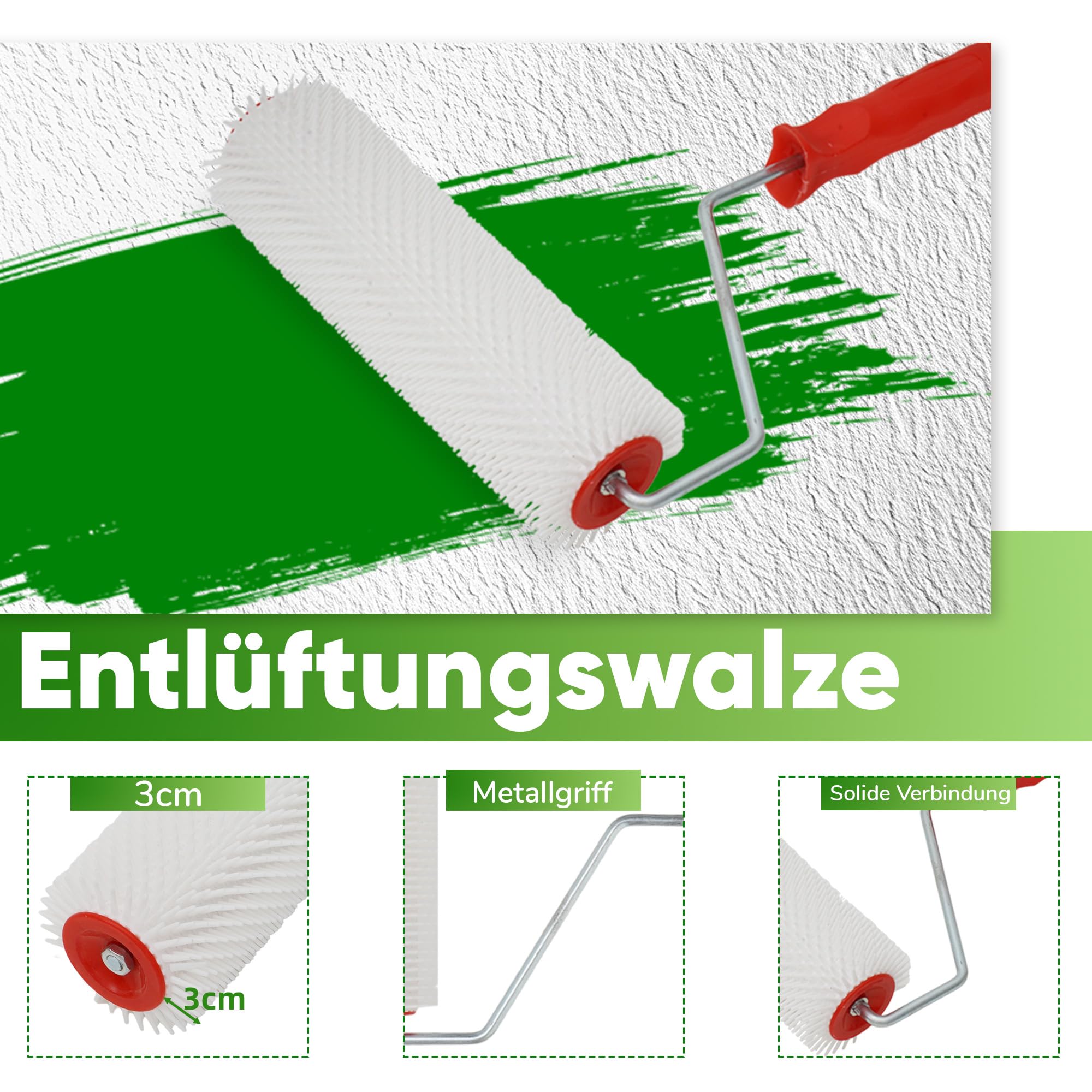 Bodenbeschichtungs-Set, verstellbarem Teleskopstiel von 42-162 cm, vertikalem Spachtel, 56 cm großflächiger Spachtel mit Nylonstollen und Roller, Reinigungsset für Wand- und Bodenbearbeitung