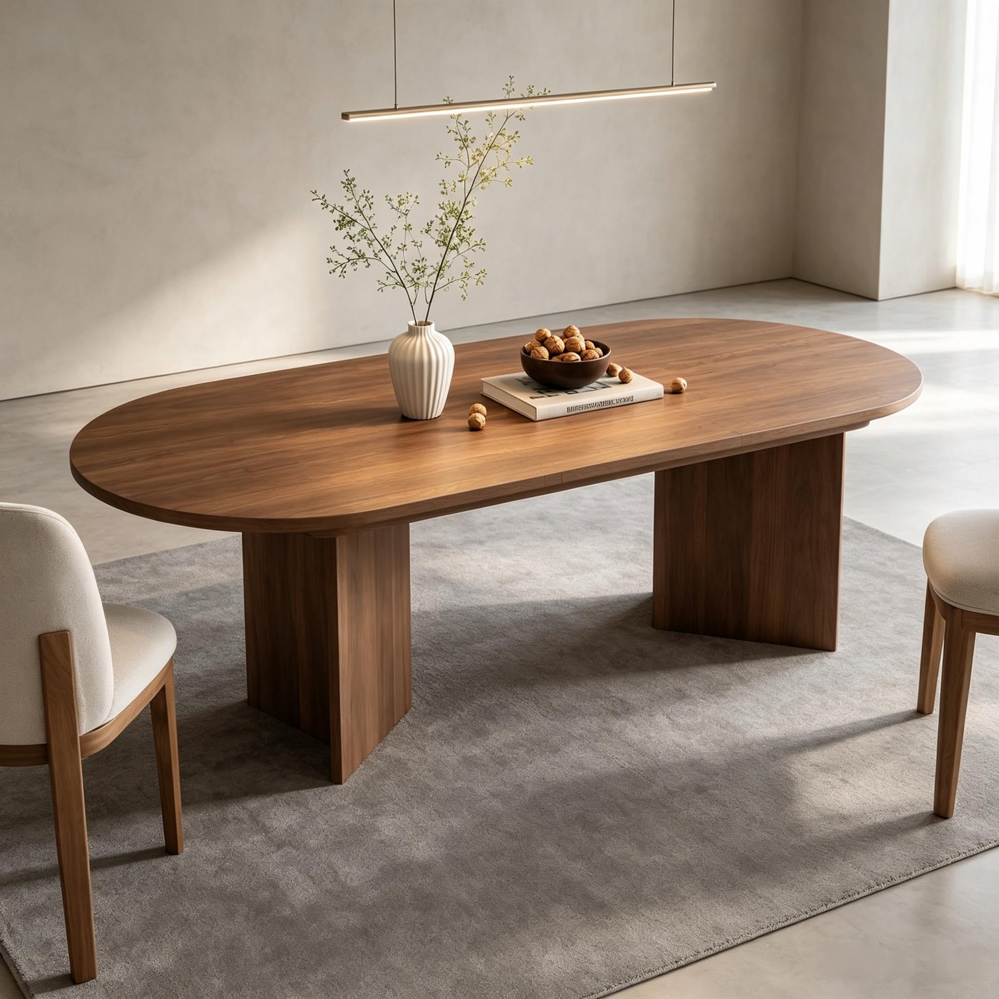Mesa de comedor extensible, 120/160 x 80 cm, mesa de comedor extensible para 4-6 personas, mesa de cocina rectangular con esquinas redondeadas y tablero de 18 mm (nogal, 120/160 x 80 cm)