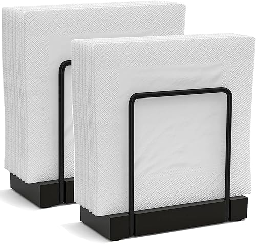 Servilleteros para mesa, juego de 2, dispensador de servilletas de hierro de bambú para cocina, mesa de comedor, granja, cóctel, picnic, bar,