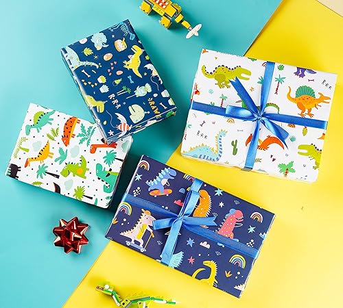 Miniatura 8 de Titiweet Papel de regalo de construcción, papel de regalo de camión para niños, niños, 12 hojas de papel de regalo para tractores y camiones para
