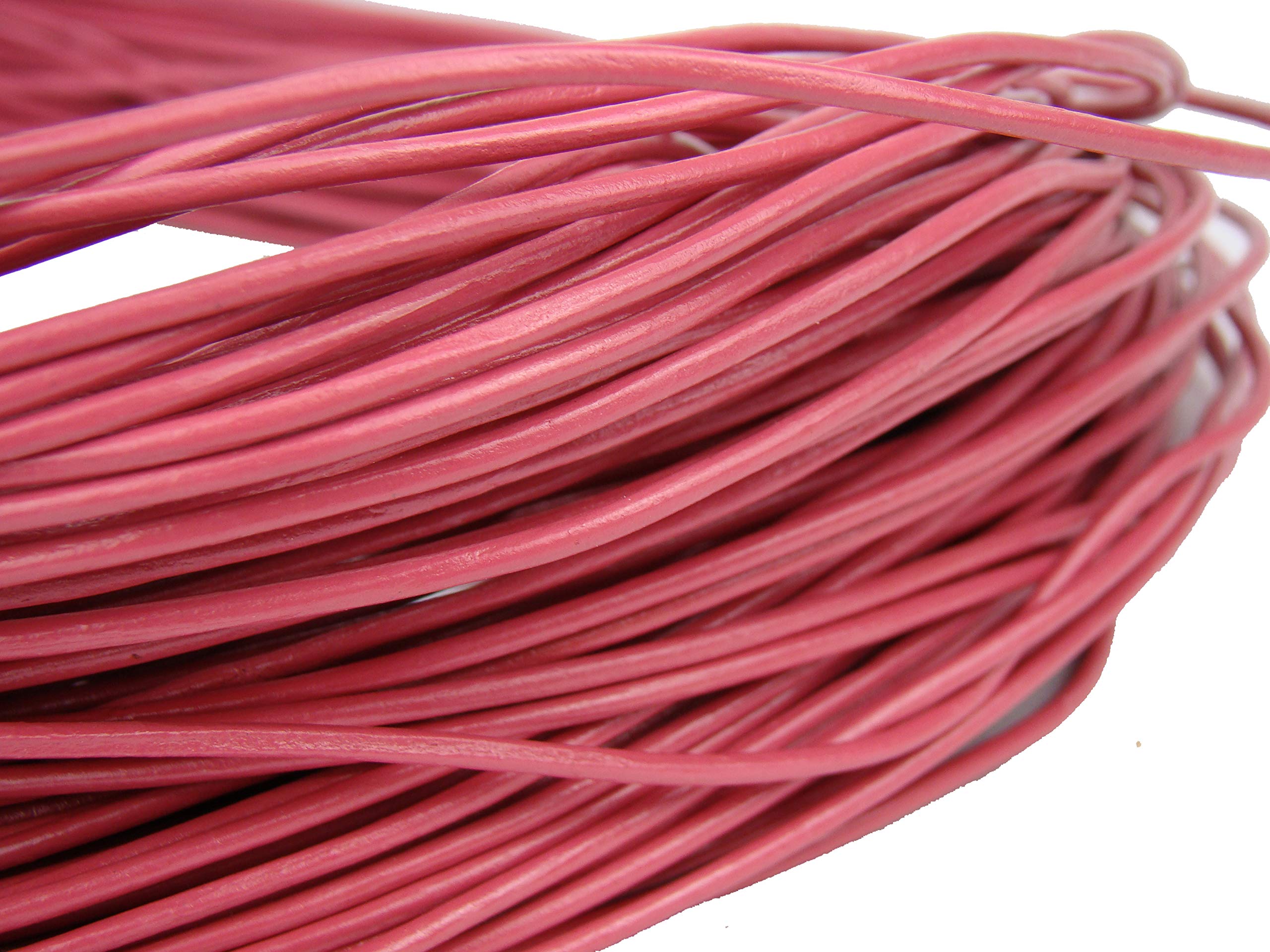 esnado Lederschnur Rund 2 mm. Pink - 100 Meter auf Rolle