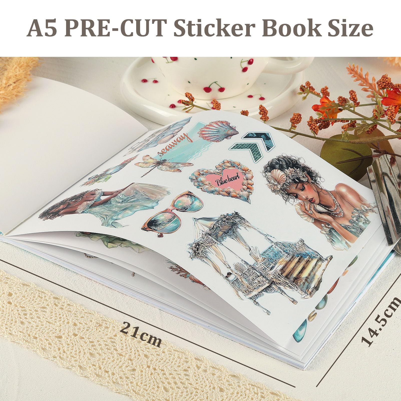 Snycler Clear Sea Theme Sticker Scrapbooking Supplies for Junk Journal 20 Sheets Stickers, Vintage Journaling Stickers - Image 3