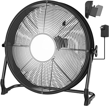 16インチの電池式フロアファン、LEDライト付き、Milwaukeeに対応。