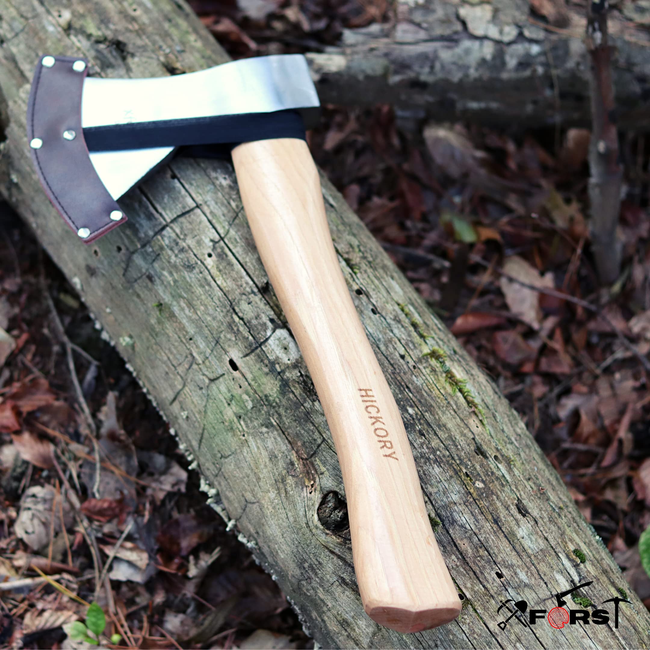 Xforst Set Hache Forestière X-UW800 + Scie Pliante X-FS24 – Ensemble Premium pour Forêt & Jardin | Hache avec Manche en Hickory + Scie Pliante 19,5 cm | avec Étui