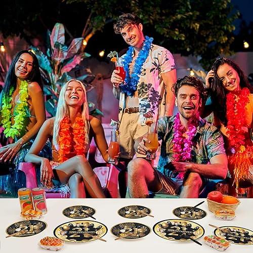 Miniatura 6 de SCIONE Juego de 96 piezas de decoración de cumpleaños número 21 para 24 invitados