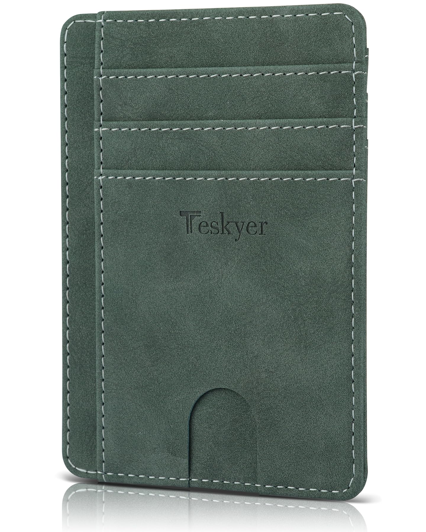 Slim Wallet for Men, Minimalist Front Pocket RFID Blocking Leather Wallet Credit Card Holder for Men & Women