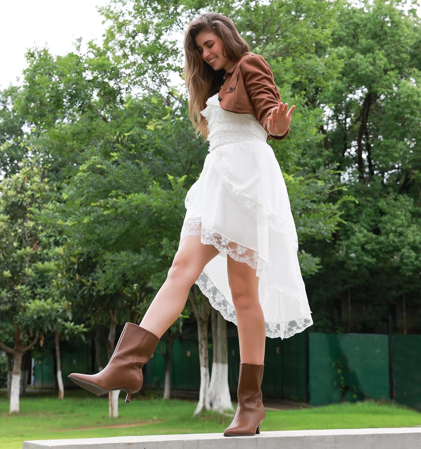 Kitten Heel Ankle Boots for Women - Black Brown Kitten Heels Wide Calf Ankle Booties Womens Winter Fall Boots for Women 2025, Dress Shoe, Pointed Toe, Memory Foam, Mid Calf, Leather, Low Heel, Slip Pull on, Comfortable - Image 3