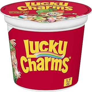 Lucky Charms with Marshmallows Breakfast Cereal Cup, Gluten Free, Single Serve Cereal, 1.7 oz