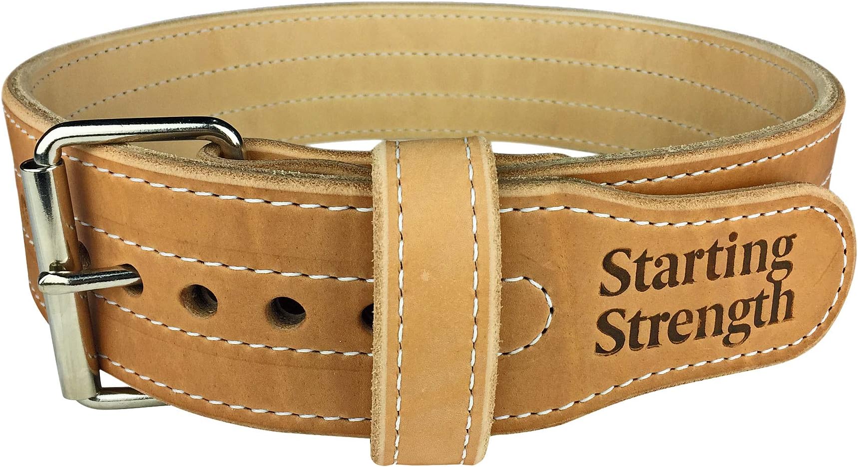 Double Ply Leather Weightlifting Belt – Starting Strength 3-Inch Wide Powerlifting Support with Stainless Steel Roller Buckle
