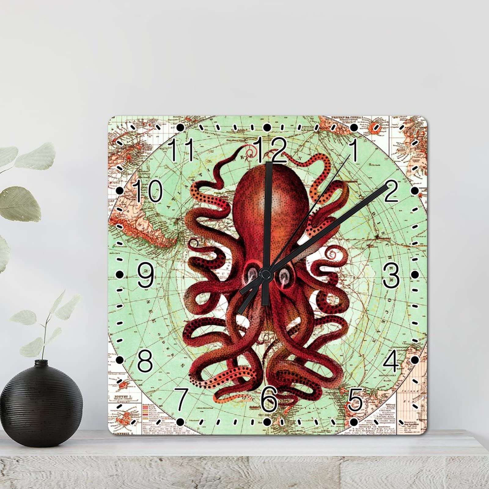 Horloge murale carrée bois de 30,5 cm au design épuré haute finition