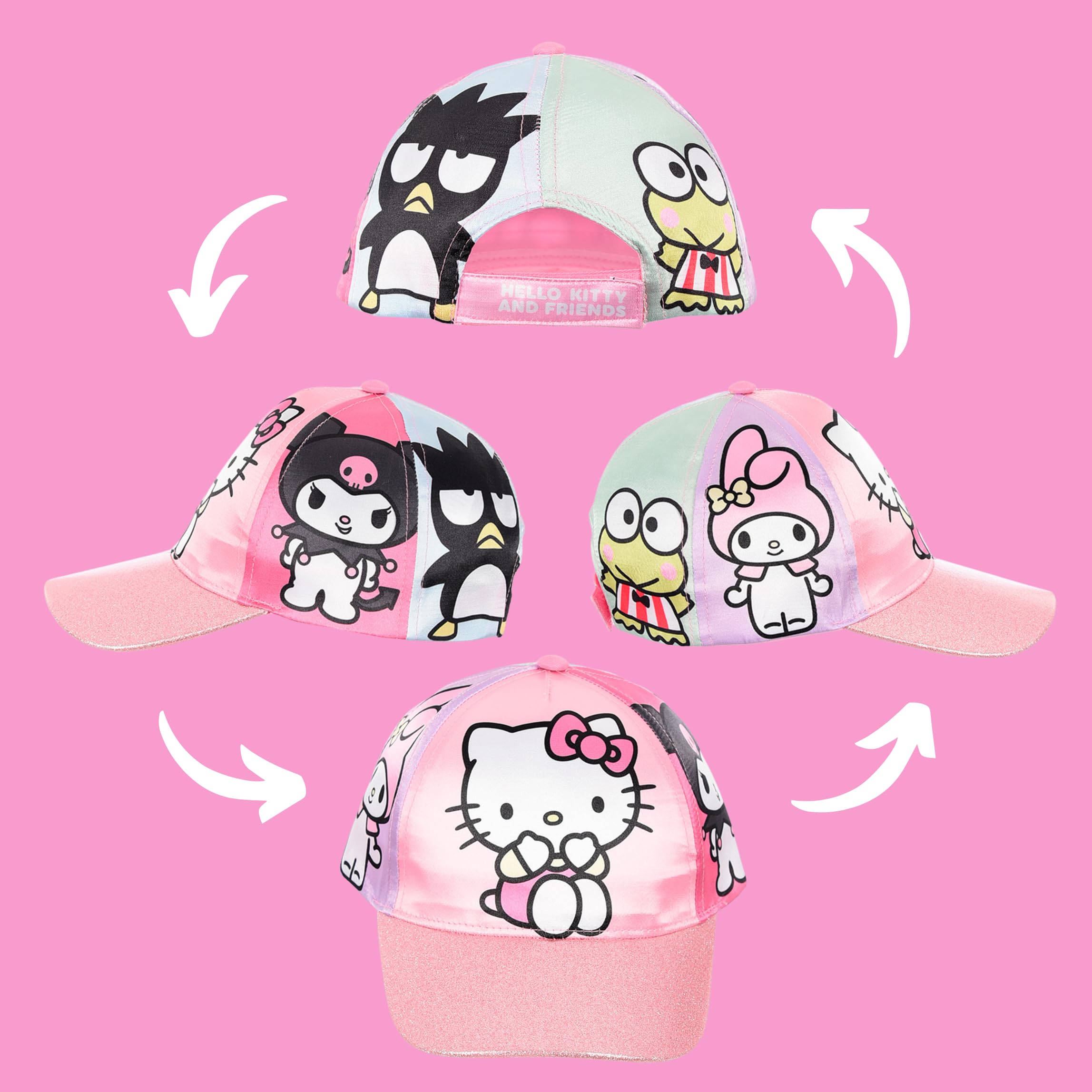 Hello Kitty & Friends Gorro para Niñas, Gorra de Beisbol Keroppi Kuromi My Melody Badtz-Maru, Gorra de Verano Infantil