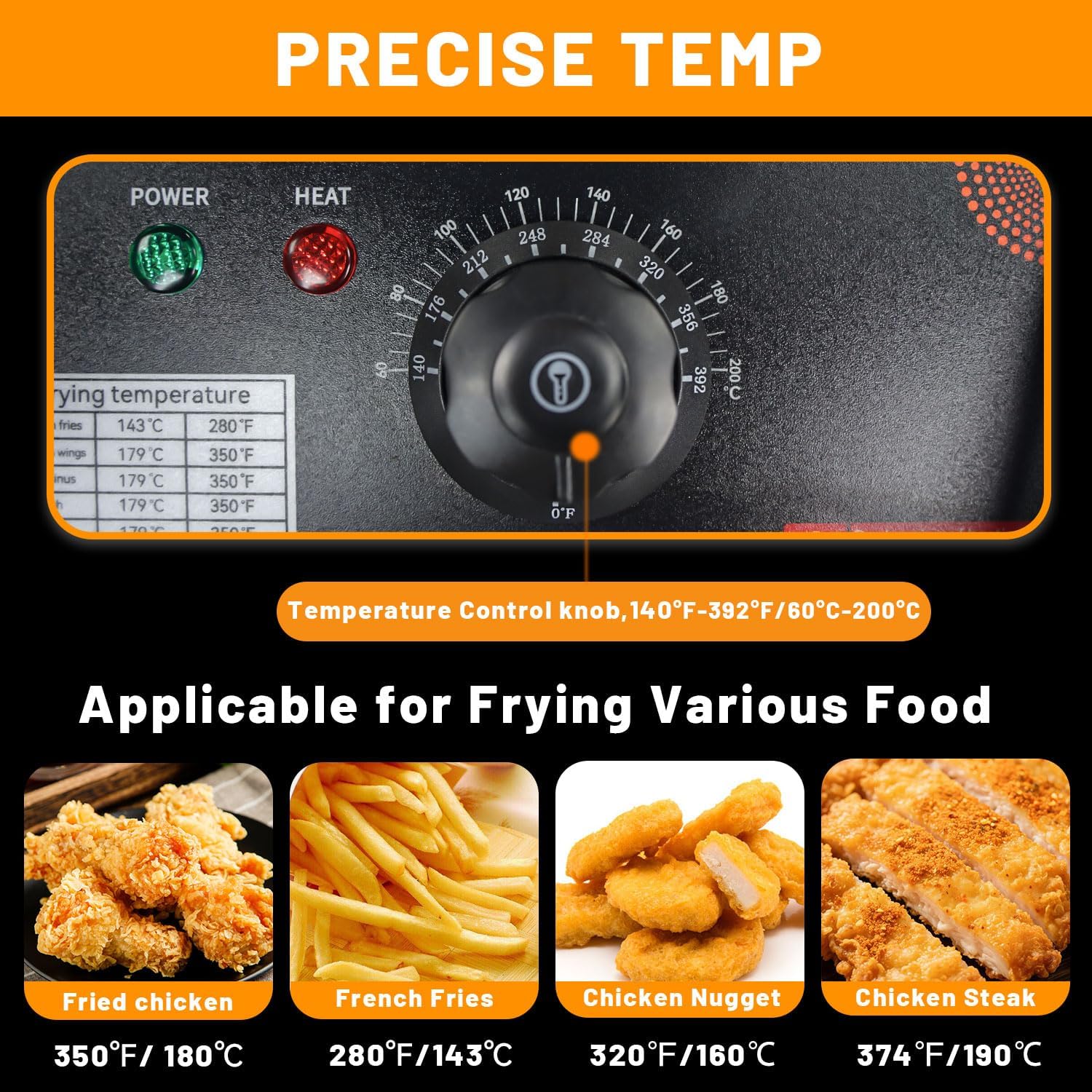 Commercial Electric Deep Fryer with Basket, 9.1Qt/8.6L Dual-Tank Large Capacity Stainless Steel Fryer, 1500W Rapid Heating, Timer & Drain ETL Certified for Restaurant, Concession Stand &Home Use