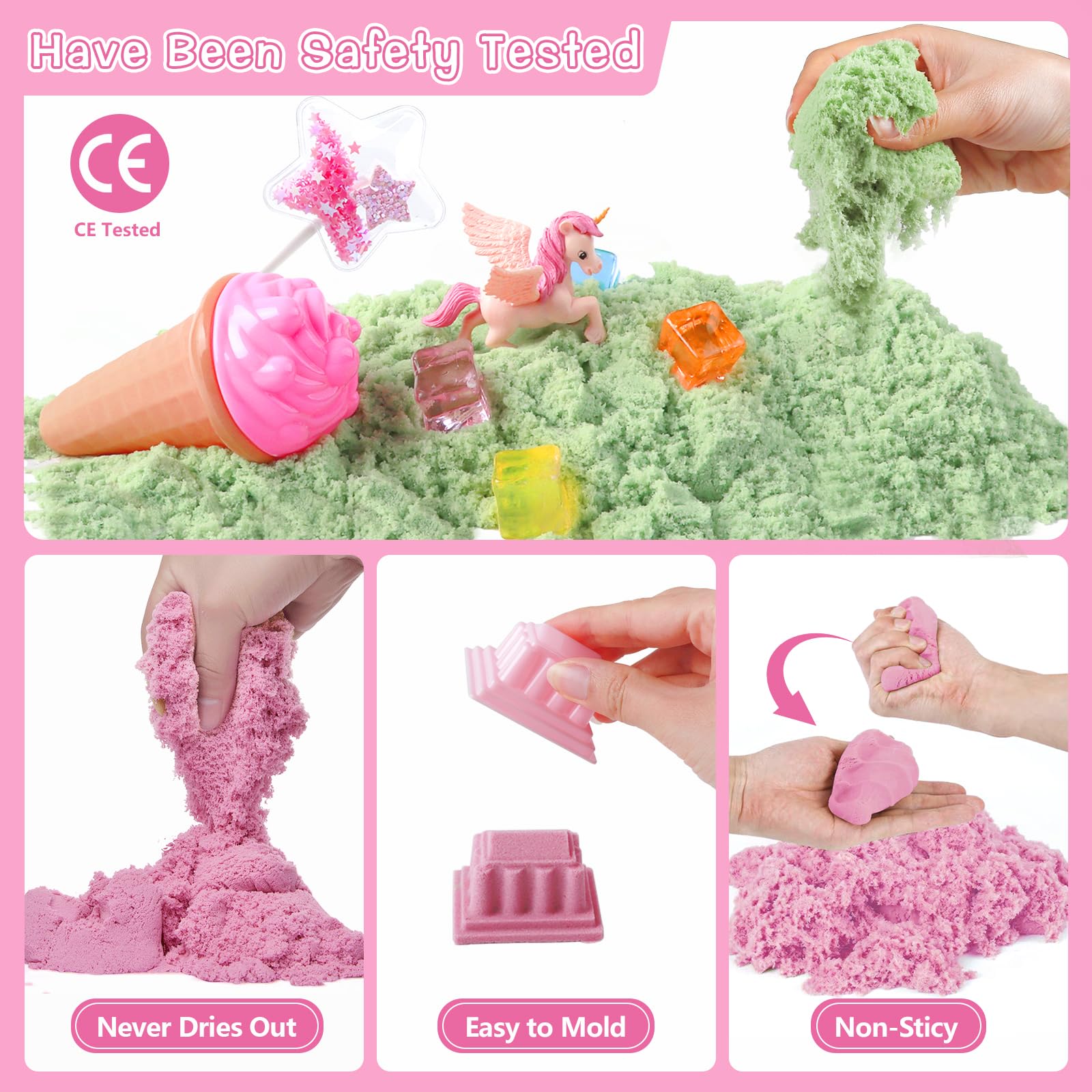Aliex Juego Arena Mágica Unicornio, Arena Playa para Interiores con Maletín, Set Creativo Mundo de Unicornios – Incluye 1000g Arena Mágica y Accesorios, Regalo para Niñas y Niños de 3 a 8 Años