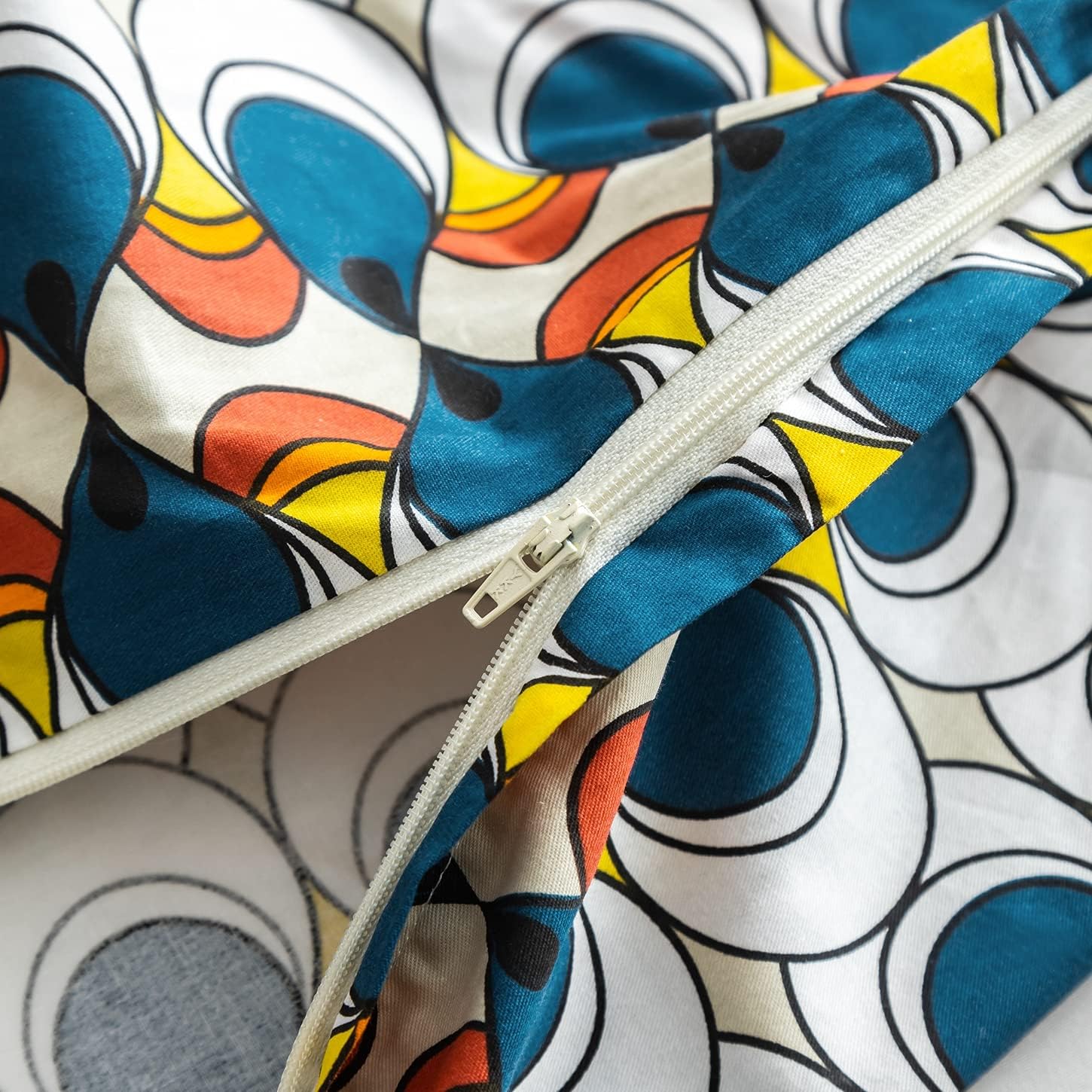 Onе-Dау Sаlе: Uр tо 70% оƒƒ YuHeGuoJi Bohemian Geometric Duvet Cover King 100% Cotton Soft Blue Orange Bedding Duvet Cover 3 Pieces Set 1 Polka Dot Print Duvet Cover with Zipper Ties 2 Pillowcases Breathable Comfortable Durable