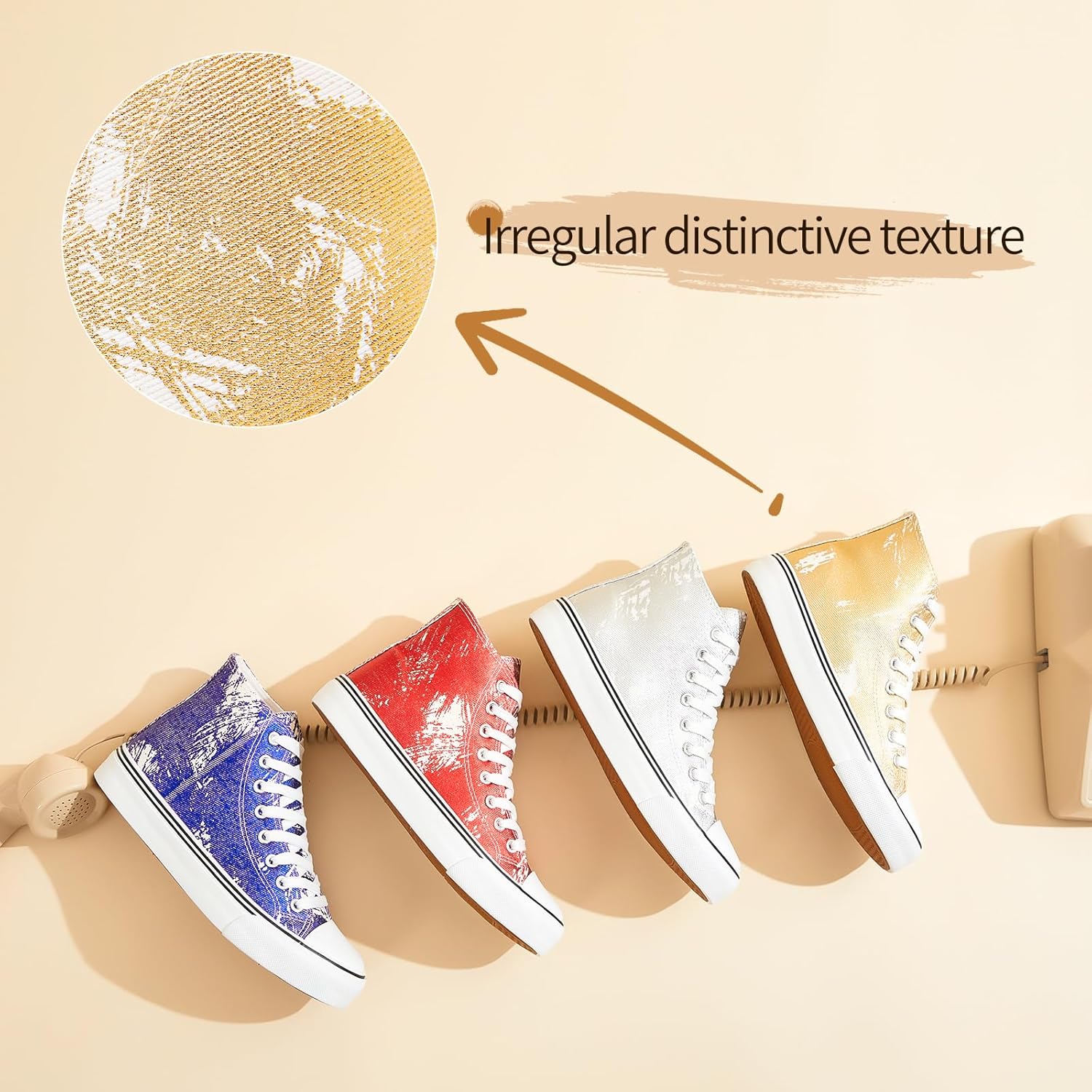 kufeiti Women's High Top Canvas Sneakers Canvas Shoes Lace up White Black Sneakers Casual Walking Shoes - Image 6