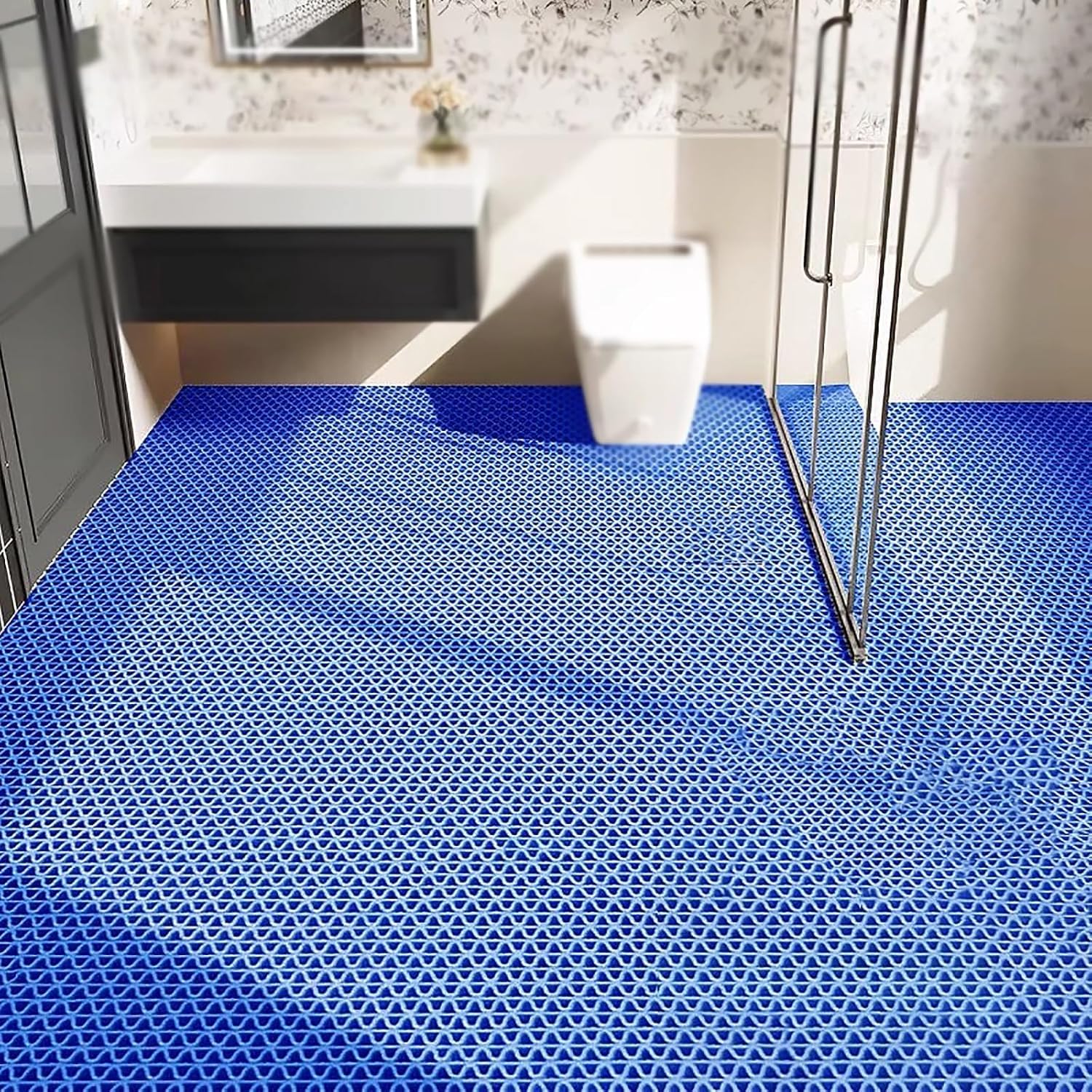 QYMYOZ PVC Drainage Mats For Bathrooms And Kitchens, Indoor And Outdoor Wet Areas(Blue,120x150cm)