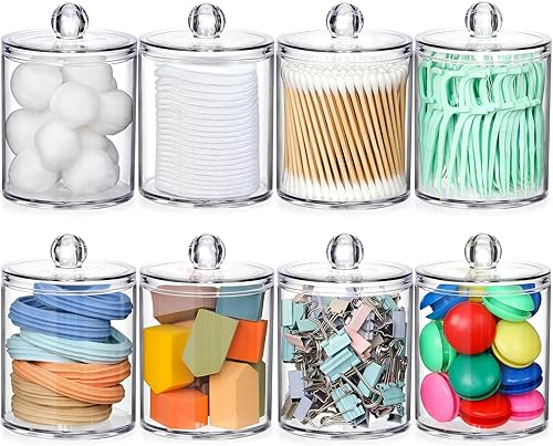 Miniatura 39 de AOZITA - Paquete de 4 dispensadores para Qtip, bolas, almohadillas de algodón, púas de hilo dental. Tarros de boticario, accesorios esenciales