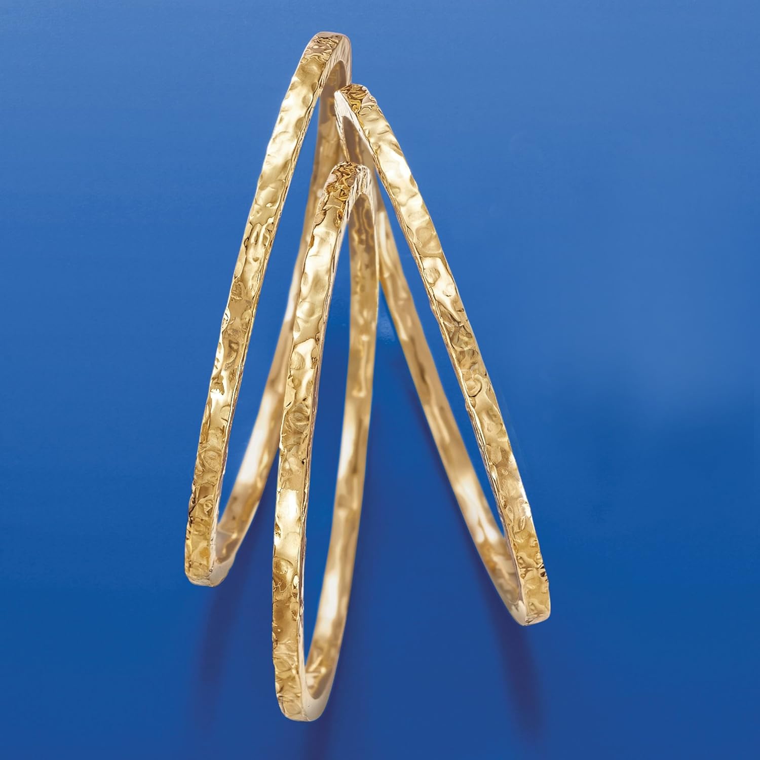 Ross-Simons Italian 18kt Gold Over Sterling Jewelry Set: 3 Hammered Bangle Bracelets