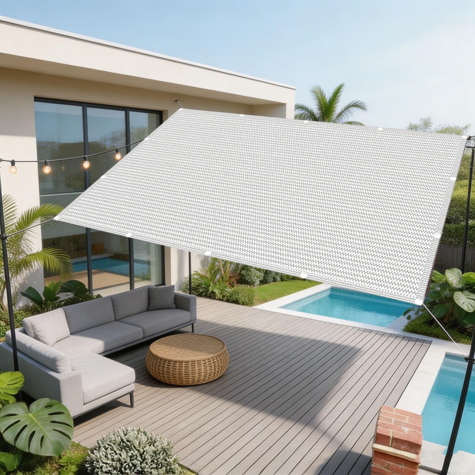 Voile d'ombrage pour patio et jardin 2.6 x 3.1 m en toile blanche