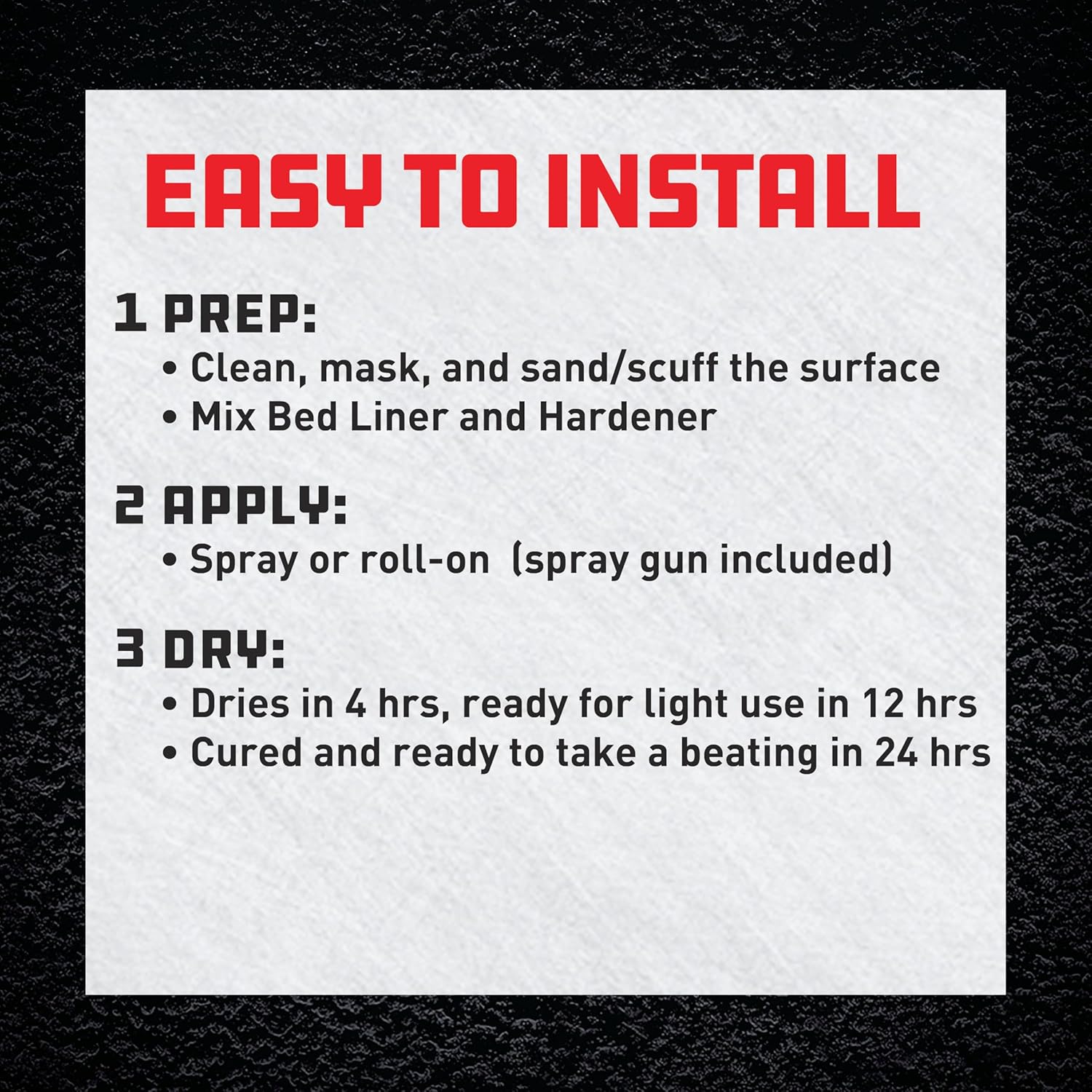 Herculiner Spray On Bed Liner Kit - Professional Grade, 1 Gallon Spray-On, Black