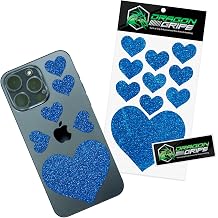 Dragon Grips Heart Stickers - 10 Pcs Blue Heart-Shaped Rubberized Grip Stickers - Waterproof, Multi-Purpose, Non-Slip, Textured Cell Phone Grip Tape for Laptop, Mouse, Tablet, iPad, iPhone Case