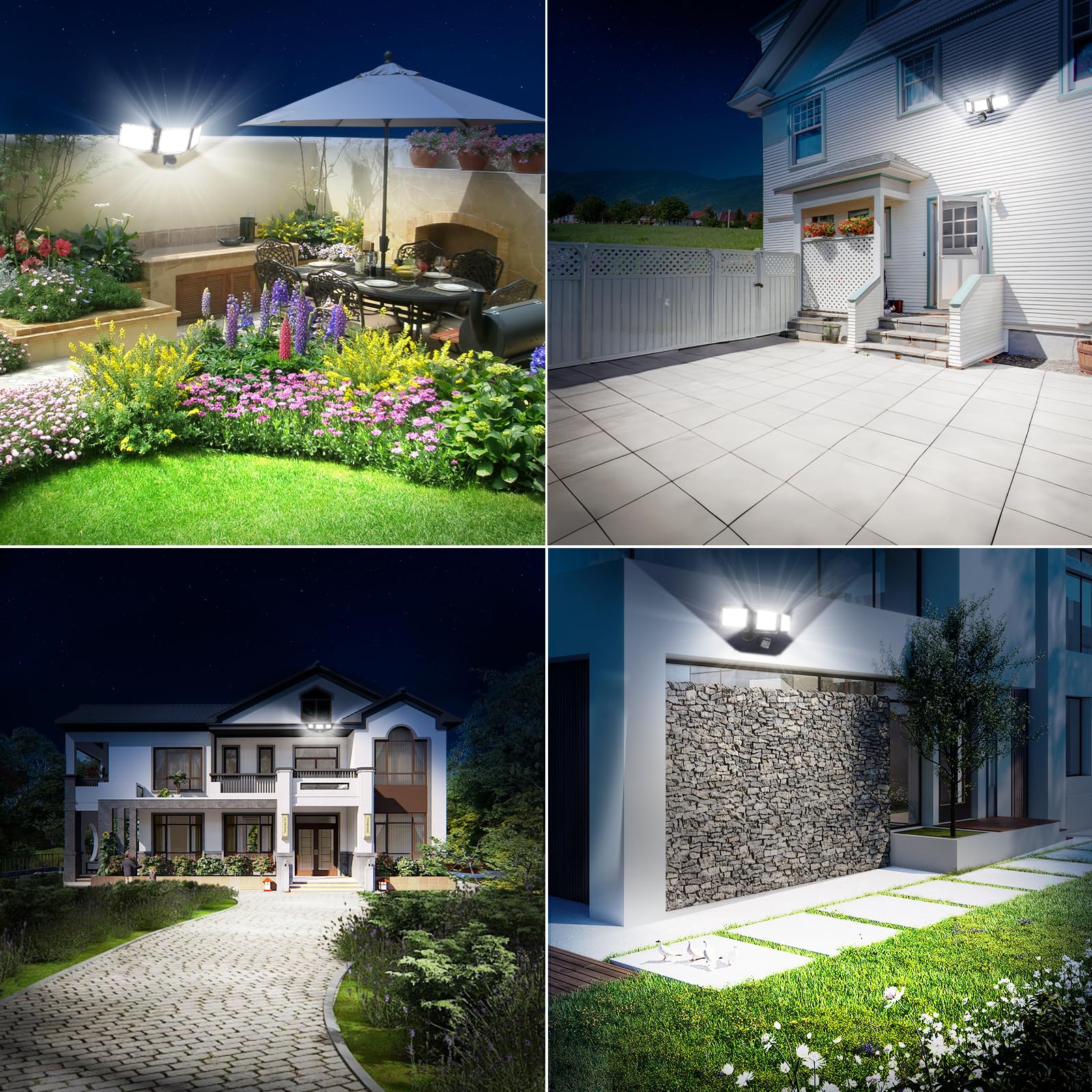 MEIHUA 70W Faretto con Sensore di Movimento 700-6850LM 10 Luminosità 4 Modalità Timer 6500K Bianca Fredda IP66 Impermeabile con Telecomando Fari LED Interna ed Esterna per Giardino Cortile Garage