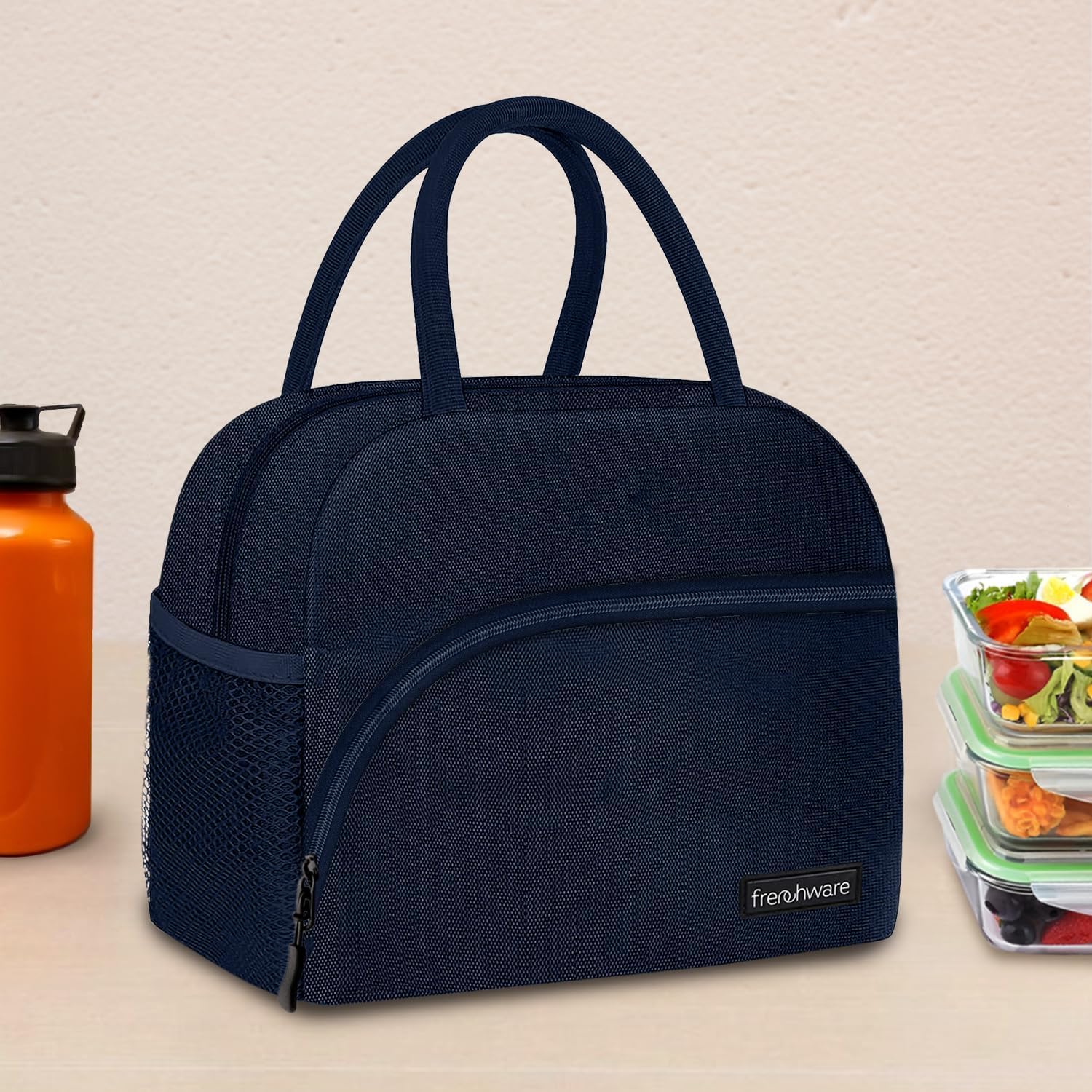 Frenchware Insulated Nylon Lunch Bag 8 LTR, Blue, Tiffin Bag for All Age