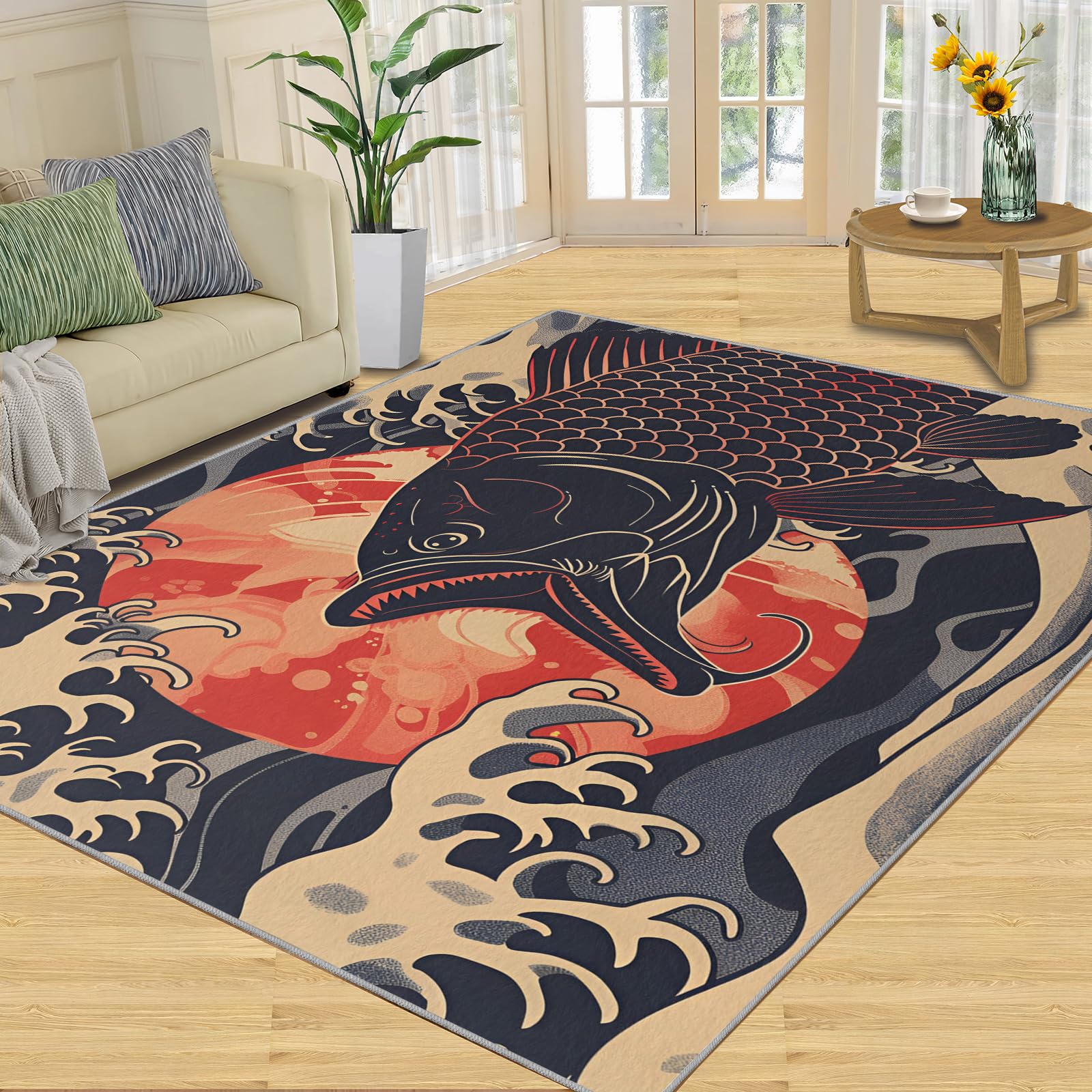 希少 MICHIGAN RUG CO 魚 総柄 S/M 希少 MICHIGAN RUG CO 魚 総柄 S/M 希少 MICHIGAN RUG CO 魚 総柄