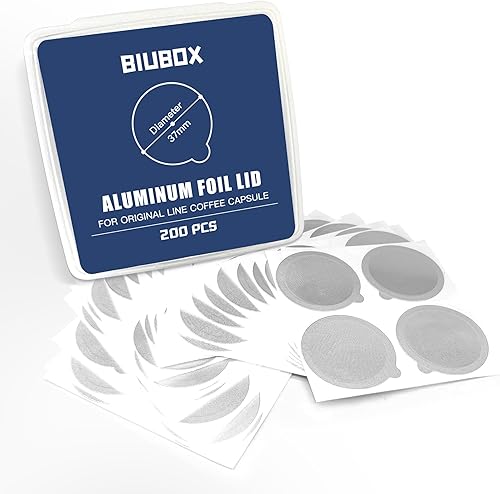 Tapas de papel de aluminio para cápsulas reutilizables, 200 tapas autoadhesivas para cápsulas de café espresso recargables de 1.496 pulgadas de