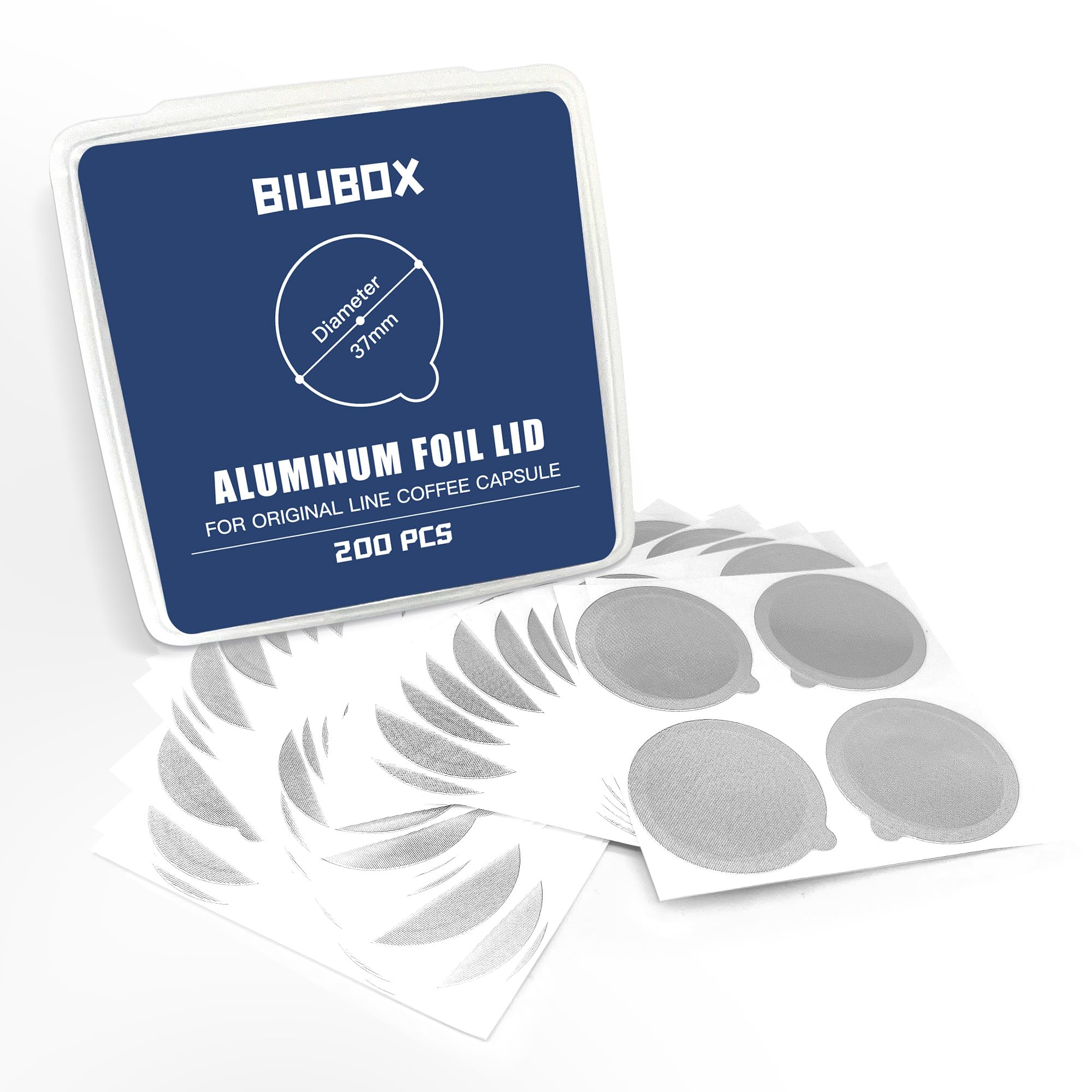 Aluminum foil lids for reusable capsules, 200lids Self Adhesive Foil Sticker Seals for 37mm in diameter Refillable Espresso Coffee Pods Compatible with Nespresso Original Line machines(200Lids)