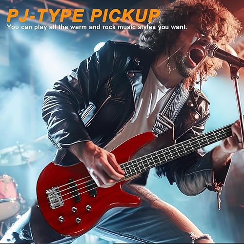 Vista 29 de Ktaxon Bajo eléctrico de 4 cuerdas, tamaño completo, estándar para diapasón de palisandro para diapasón, diapasón, diapasón, kit para principiantes