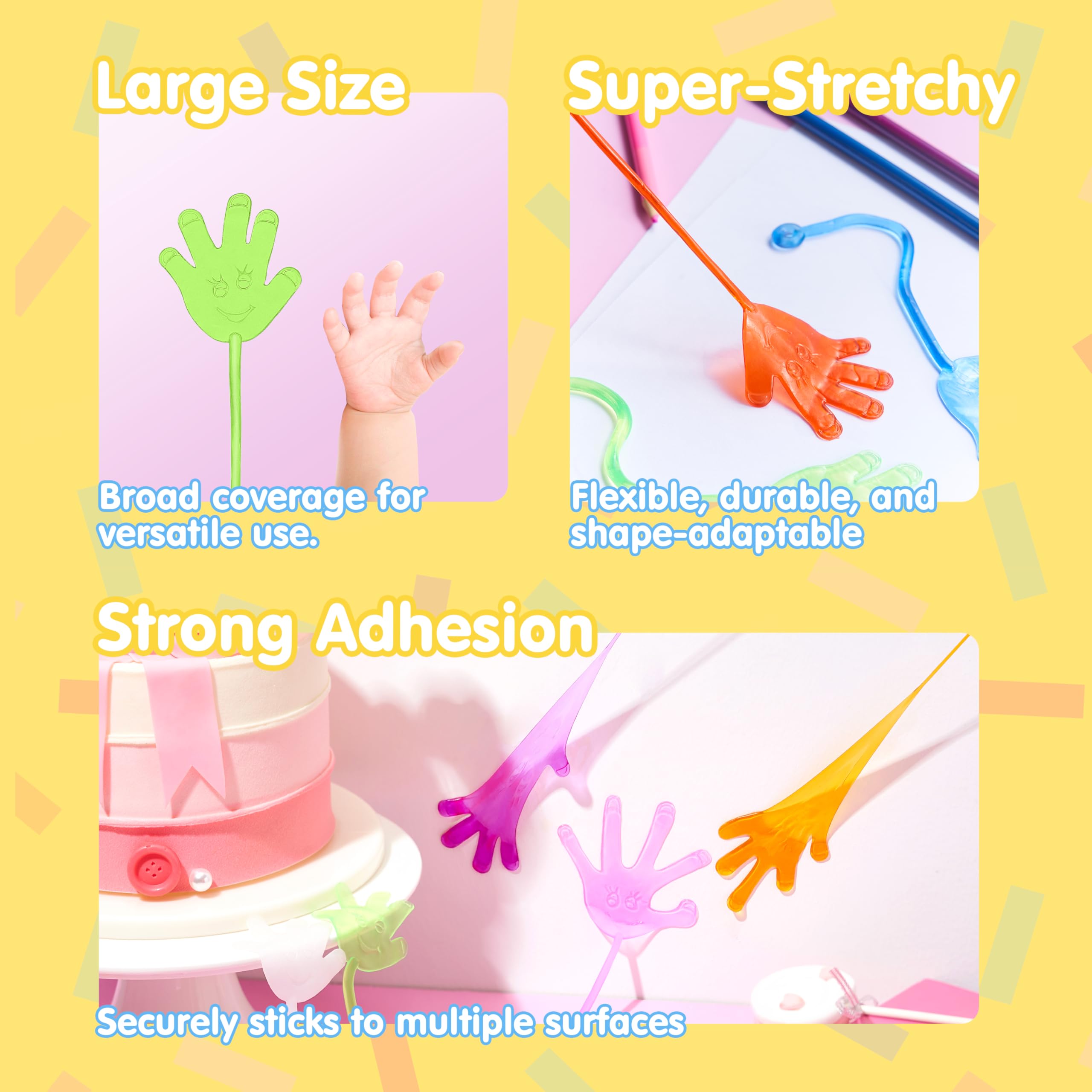 JOYIN 24 Pcs Sticky Hands Stretchy Hands, Party Bag Fillers for Kids Easter Egg Basket Sticky Hands Games - Image 3