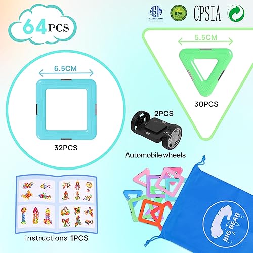 Miniatura 2 de Big Bear Cave Bloques de construcción de azulejos magnéticos de castillo de princesa, bloques magnéticos 3D STEM, juguetes para casa de muñecas,