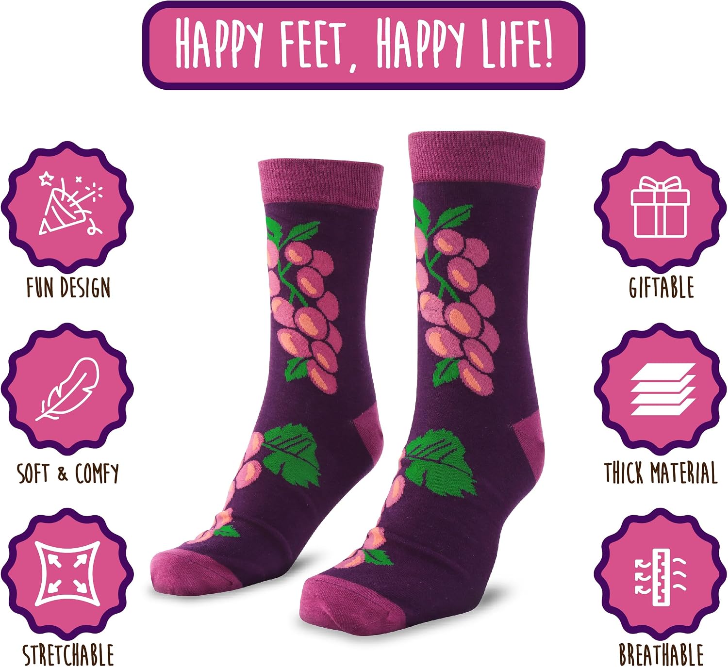POPCRAZE Novelty Unisex Food Socks Unique Fruit & Peanut Butter Jam Theme image 5