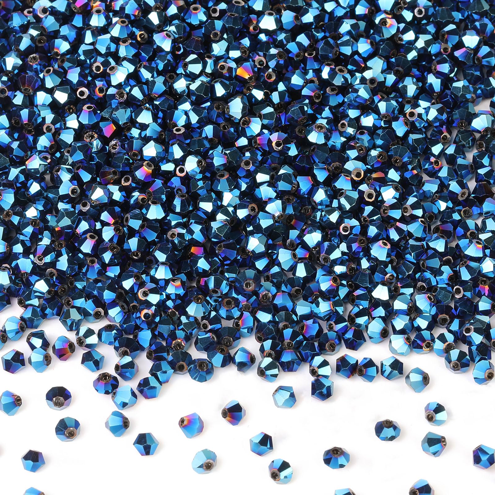 DoDoBeads 720 Pcs 4mm Bicone Cyber Blue Glass Beads for Bracelet, Jewellery & Friendship Bracelet Making — image 1