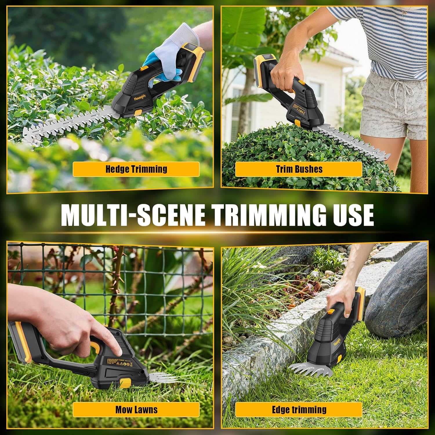 Cordless Hedge Trimmer Compatible with Dewalt MAX 20V Battery, 2 in 1 Handheld Electric Grass Trimmer/Bush Trimmer/Grass Shears for Yard, Garden, and Lawn Care, Powerful & Lightweight(Tool Only)