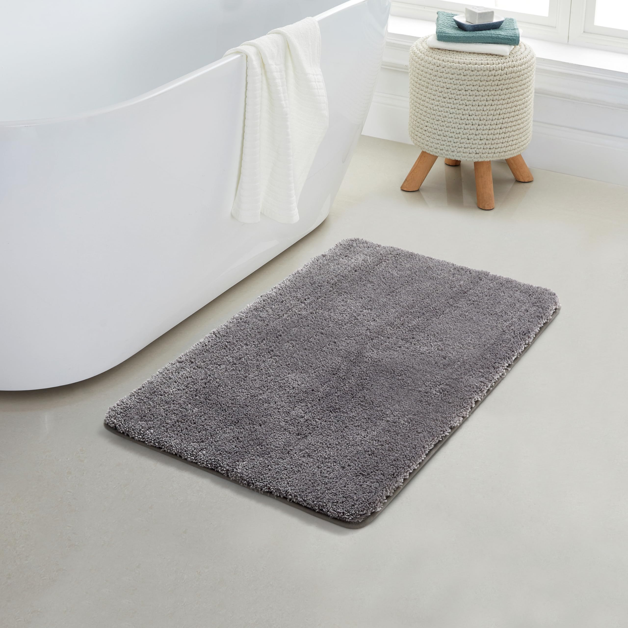 YHF Bathroom Rugs 17" X 24", Extra Thick & Soft Microfiber Shaggy, Machine Washable Bath Mats, Absorbent Bath Rugs, Non-Slip Rubber Backing Bath Mat