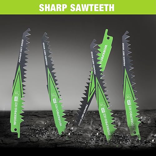 Miniatura 3 de WORKPRO Juego de hojas de sierra recíproca de madera de 6 pulgadas, hojas de sierra de podar 5TPI para poda de árboles, corte de maderamadera húmeda