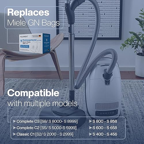 Miniatura 2 de 16 Bolsas de Aspiradora Tipo G/N para Aspiradoras Miele [Reemplaza 10123210 AirClean 3D Efficiency Tipo GN] – Compatible con Classic C1, Complete C2