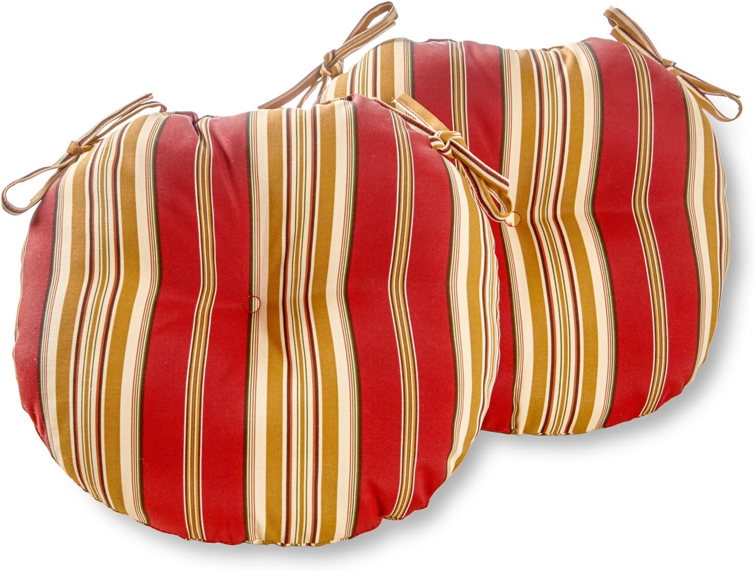 Greendale Home Fashions Round Indoor/Outdoor Bistro Chair Cushion, Roma Stripe, 15-Inch, Set of 2
